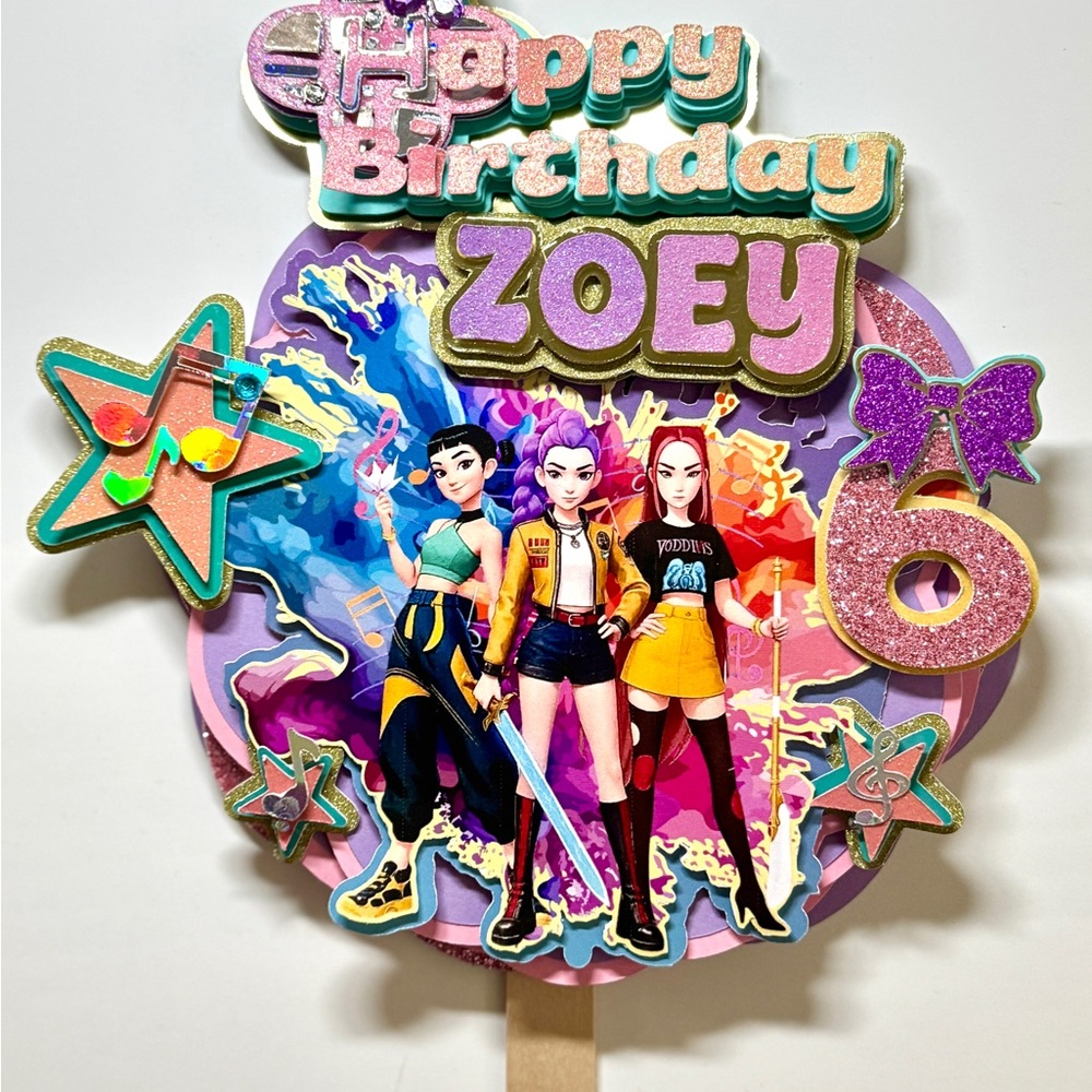 3D Kpop Demon Hunter Birthday Cake Topper